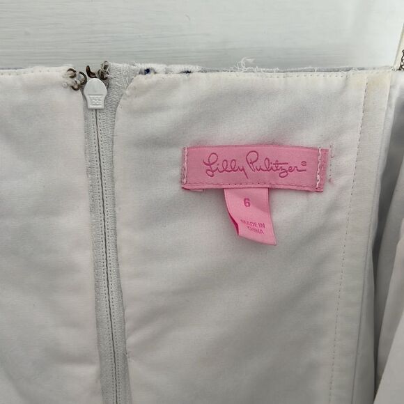 Lilly Pulitzer Strapless Blue and White Floral Mini Dress Size 6 - Picture 5 of 14